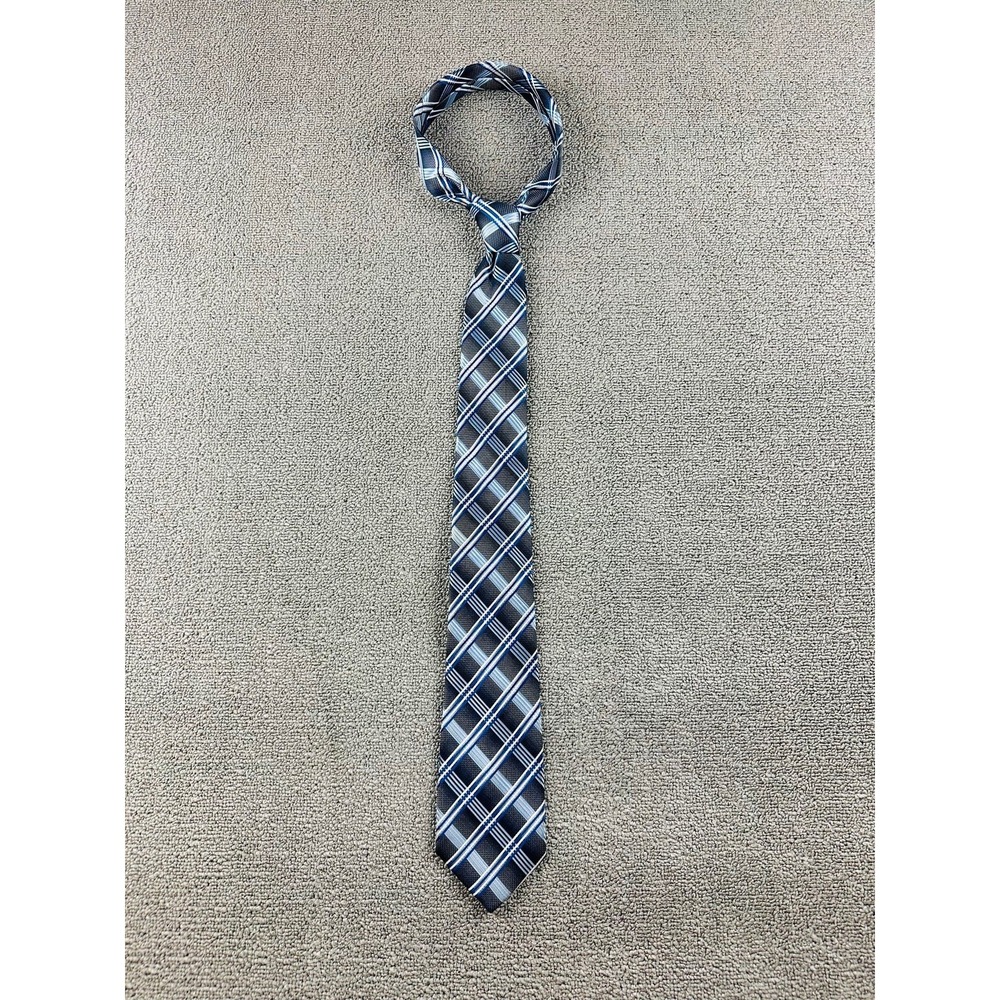 Giorgio Brutini Tie Men‎ Blue Black Classic Plaid Polyester Formal Business Work